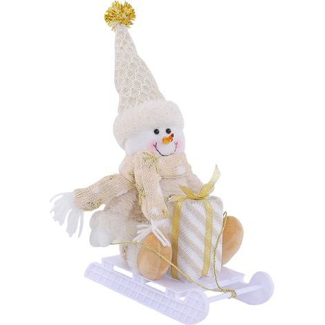 Décoration de Noël Bonhomme de neige D2-45 Père Noël renne traîneau peluche ornement vitrine (1/4)