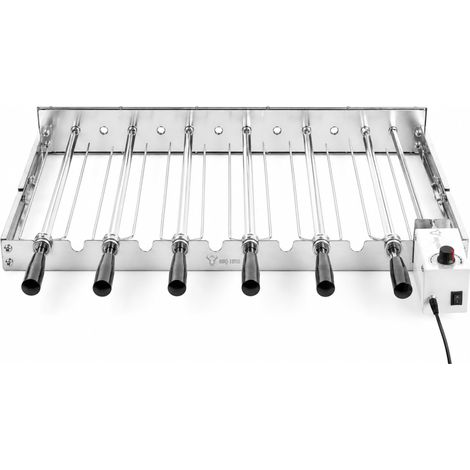 BBQ-Toro Edelstahl Grillaufsatz mit 6 Spießen, 70 x 40 cm, Motor rechts, mit Netzstecker und USB (1/5)