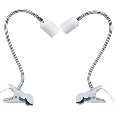 Porte-ampoule E27/E26 à pince, lampe flexible directionnelle avec pince blanche, douille à col long pour lampe de bureau (sans ampoule, 100-240V, norme CE) (1/5)