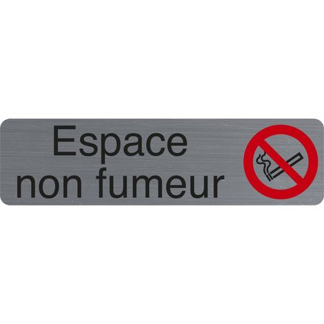 Plaque adhésive - Espace non fumeur - Imitation alu - 16,5x4,4cm - Signalétique
