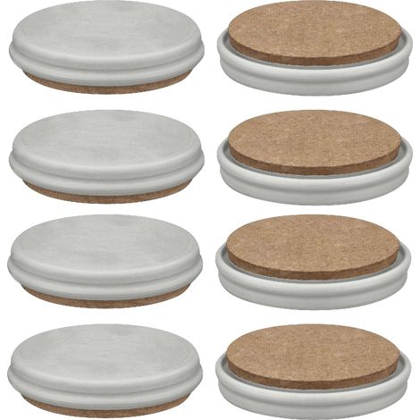 4x Patin glisseur réversible en plastique gris et mélange de fibres de cuir marron rond à enfoncer tous types de sol Protection Sol Parquet Carrelage Moquette Lino Pied Meuble Chaise Table, Ø23mm