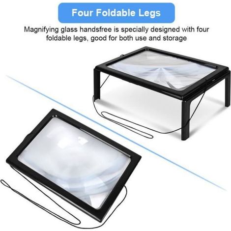 Große, freihändige 3-fache Vergrößerungslupe im A4-Format mit LED-Beleuchtung, Leselupe Gdel-BOH (1/3)