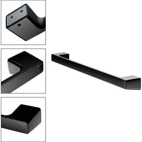Porte-serviettes KEUCO Rose à coller ou à percer, made in Germany, en métal, noir mat, largeur 60 cm, kit de collage inclus, pour salle de bains ou sauna, fixation murale (1/5)