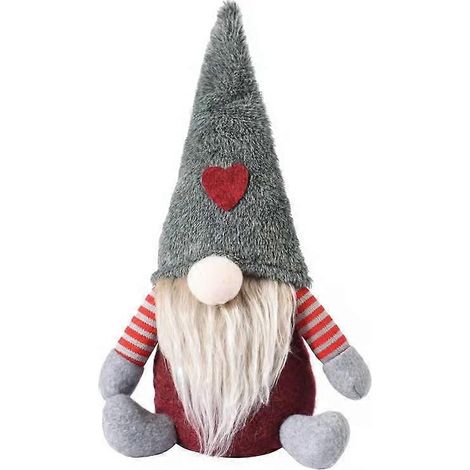 Nain de Noël en peluche, Père Noël, nain elfe, figurine, décorations de Noël (gris) (1/5)