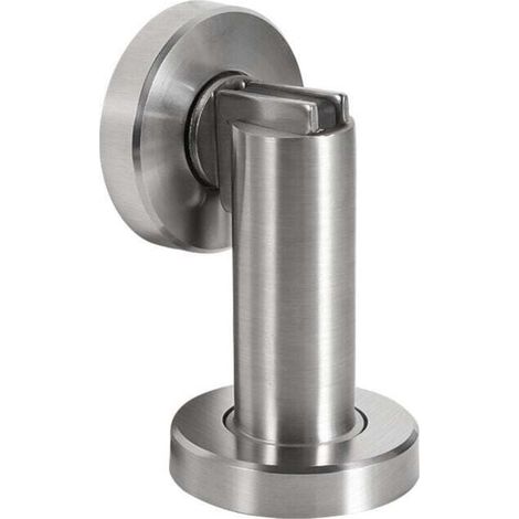 Magnetischer Türstopper MS010 in Edelstahloptik – Türstopper, XU, mit Befestigungsmaterial für Wand und Boden – Magnetischer Türblock – Ø 5 cm, Höhe 8,4 cm – KZQ