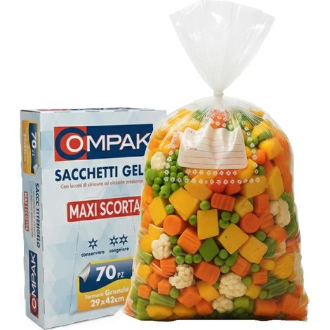 70 sacs de congélation grands 29x42 cm Pack pour aliments, congélateur et cuisine Sacs avec cordon de fermeture et étiquette date/contenu Résistants et durables, grande capacité (1/5)