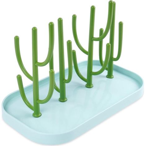 Asciugabiberon a forma di albero con vaschetta dell'acqua rimovibile, per biberon, piattini, tettarelle e tazze, colore verde. (1/5)
