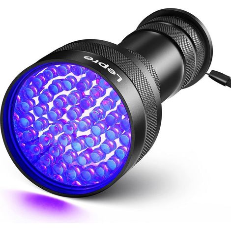 Lampe de poche UV le lumière noire, 51 LED lumière UV lumière noire portative, 395 nm pour détecter l'urine, les taches, les punaises de lit et les scorpions des animaux de compagnie, sans batterie (1/3)