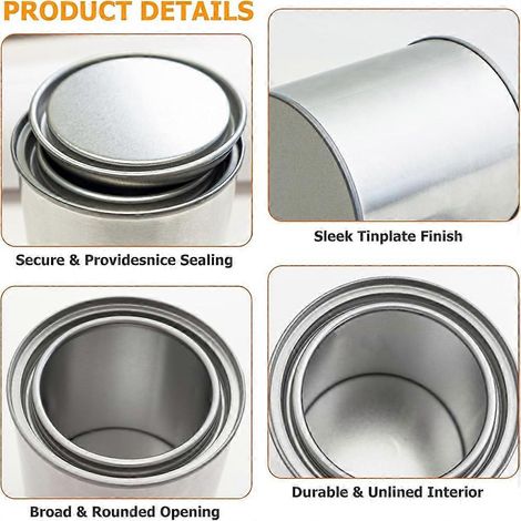 12 pots de peinture vides avec couvercles, seaux de peinture non doublés de 0,4 quart (1/5)