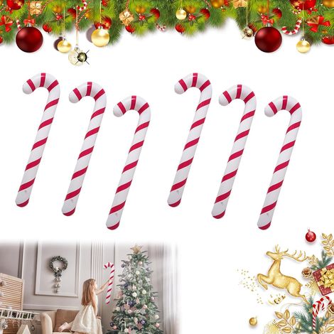 Décorations de Noël supplémentaires, lot de 6 cannes de Noël gonflables de 87 cm, décoration de Noël américaine, aide à la marche, grande décoration de Noël gonflable Grinch pour l'extérieur, décorati