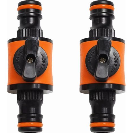 Lot de 2 raccords de robinet d'arrêt étanches pour tuyaux d'arrosage et arroseurs de jardin (1/5)