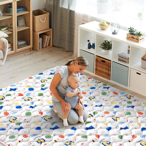 Tapis D'éveil Bébé Pliable Epais 150x180cm-Tapis de Motricité Favorisant Le Développement Sensoriel-Antidérapant-Tapis De Jeu Pour Enfant Bebe Mousse (1/5)