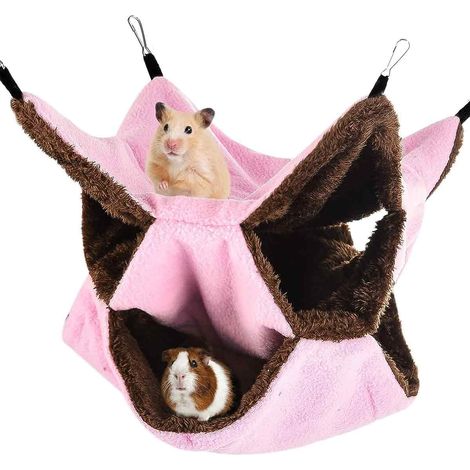 Hammock Pour Petit Animal - 30 x 30 cm - Double Épaisseur Polaire - Fixation Par Crochets Métalliques - 1 Pièce (1/5)