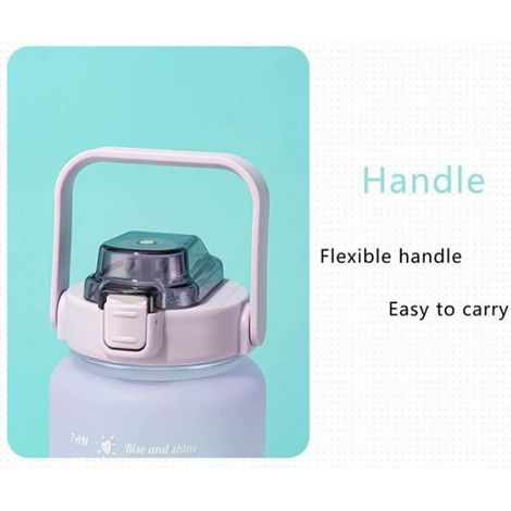 Bouteille d'eau de sport, 2L, bouteille d'eau de motivation avec informations sur l'heure et pailles pour enfants, sport, fitness (1/4)