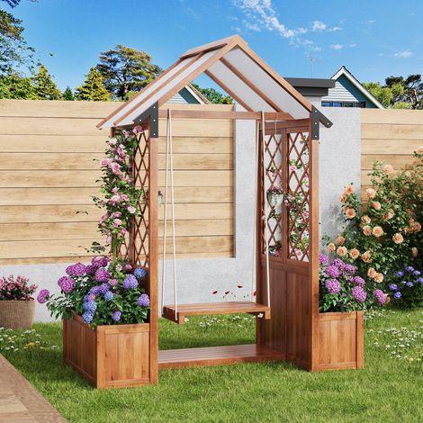 mobili giardino fioriera con spalliera in legno OKMYHOME (1/5)