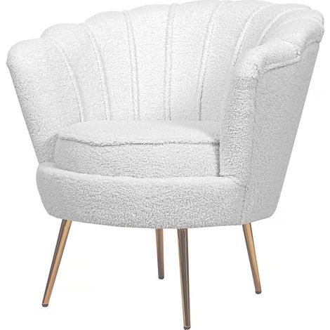 Sillón de terciopelo "Floria" - 75 x 68 x 77,5 cm - Blanco (1/4)
