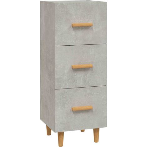 Buffet Meuble de Rangement 3 Tiroirs en Bois d'Ingénierie Gris Béton 34,5 x 34 x 90 cm (1/5)
