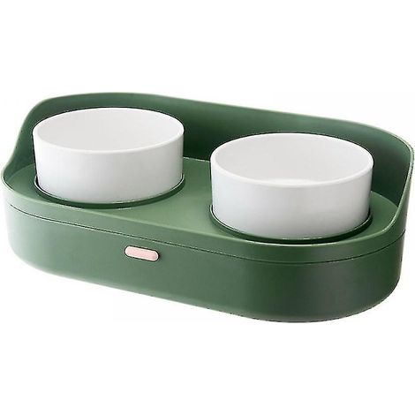 Gamelle d'eau automatique verte pour chat avec rangement (1/5)