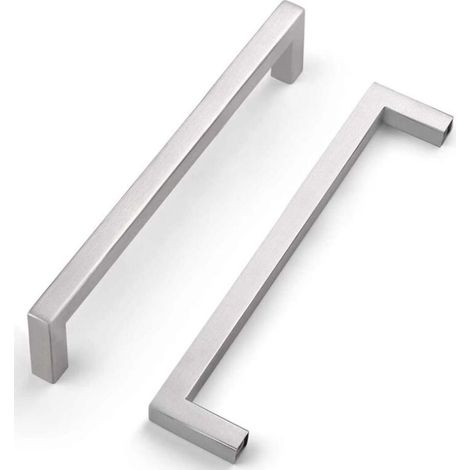 10 poignées de porte de cuisine, poignées de meubles, poignées de tiroir, poignées de porte d'armoire en acier inoxydable argenté, entraxe 96 mm (10,8 x 3,5 x 1,2 cm)