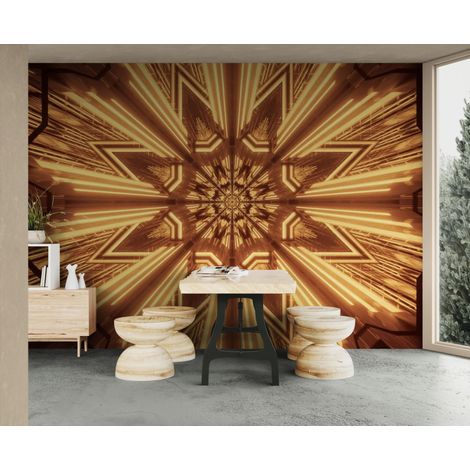 Papier peint géométrique – Motif doré lumineux - 150 x 250 cm (1/2)