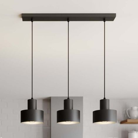 [GEBRAUCHT] B-Ware Hängeleuchte Rif Pendelleuchte dimmbar 3-flammig E27 schwarz 67x15 cm Made in EU (1/2)