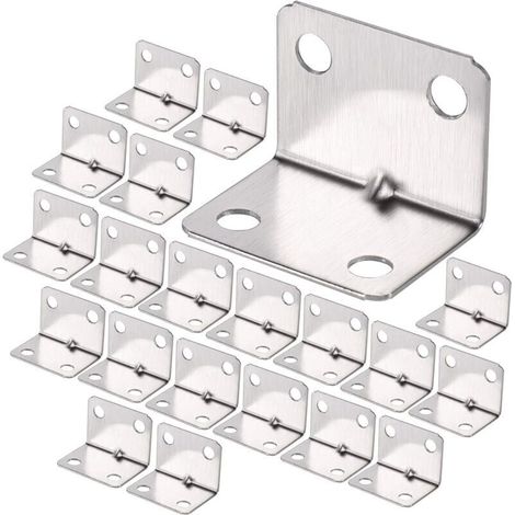 100 Pcs Stainless Steel Corner Brackets, Heavy Duty 90 Degree Angle Brackets, Right Angle Brackets, Small Wood Fixing Brackets, Right Angle Support Braces for Fixing Fences, Tables, and Shelves - LIAI
