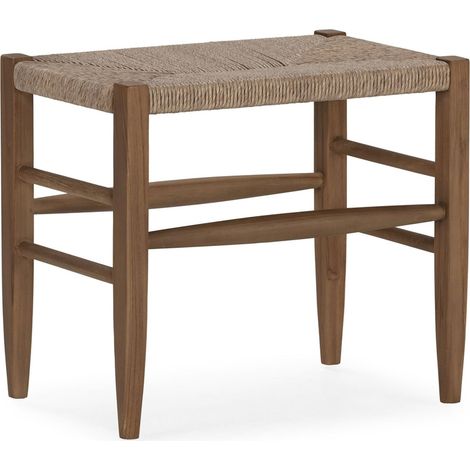 Banc en bois de teck et jacinthe d'eau synthétique naturel - naturel bois clair et beige (1/3)