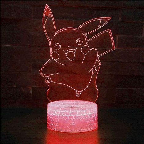 3d Night Light Pour Enfants 3d Illusion Lampe Pikachu 16 Couleur Changement De Nuit Lampe Avec Télécommande Lampe de Chevet-Ensoleillé