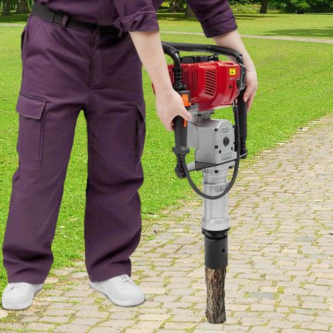 Benzin-Pfostentreiber 2-Takt 52cc, tragbarer T-Pfostentreiber, Handramme, verbesserter Treiber mit 2 Hülsen 55-70mm für effizienten Zaunbau
