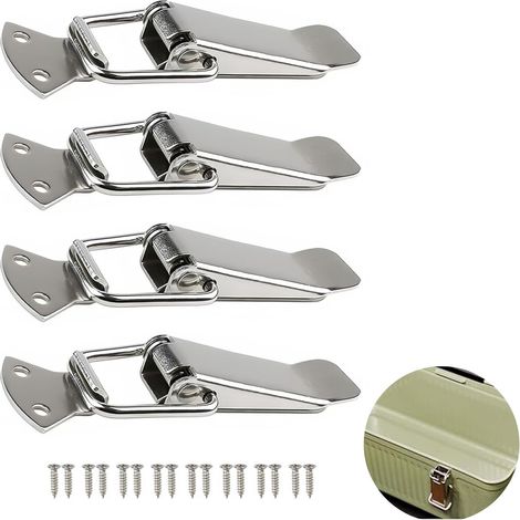 Lot de 4 fermoirs de tension en acier inoxydable durable avec vis, bascule, loquet de poignée de boîte à outils, fermoir à levier de 56 mm, loquet à ressort pour boîtes à outils, armoires, boîte de (1/5)