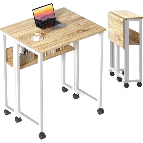 Escritorio plegable, diseño portátil, almacenamiento integrado, amarillo. (1/2)