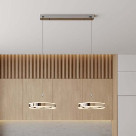 [GEBRAUCHT] B-Ware Lucande Pendelleuchte Hängeleuchte Lyani LED dimmbar chrom 85cm 2-flg 3000K (1/2)