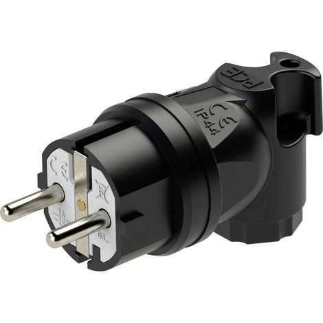 Fiche coudée à contact de protection PCE 05811-s caoutchouc 230 V noir IP44 (1/4)