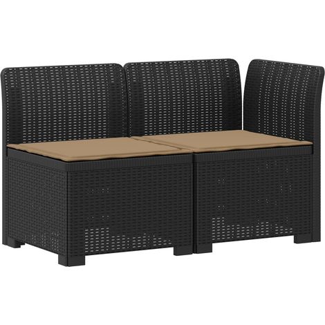 Maison Exclusive - 2-Sitzer Garten-Sofa mit Kissen Rattan-Look PP (1/5)