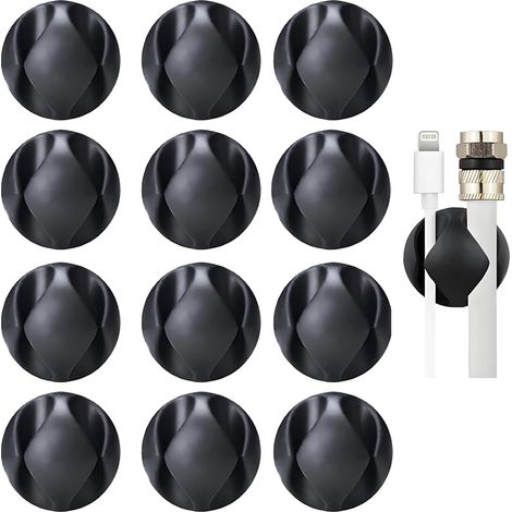 Lot de 12 supports de câbles 2 en 1 - Serre-câbles auto-adhésifs - Organisateur de câbles pour bureau