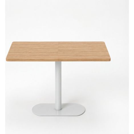 Mesa de comedor rectangular para 6 personas 120x70 cm efecto roble y base blanca MODENUIT (1/4)