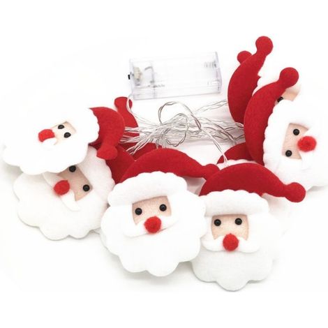 Garland bright LED bonhomme of snow in fabric plush, for Christmas tree of Christmas and decorations of parties - [Pere Christmas - 1,65 meter, 10 lights] (1/5)