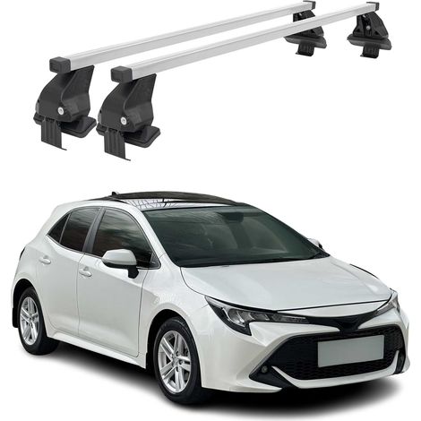 OMAC Dachträger Querträger Stahl für Toyota Corolla mk12 Limo 2019-2026 – Abschließbar – City-Crash-getestet – DIN 75302:2019 – ISO/PAS 11154:2006 – Max. 50 kg Silber (1/5)