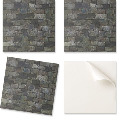 Juego de baldosas de PVC autoadhesivas con dise帽o para pared de dormitorio con textura de piedra, 20x20x20 cm.