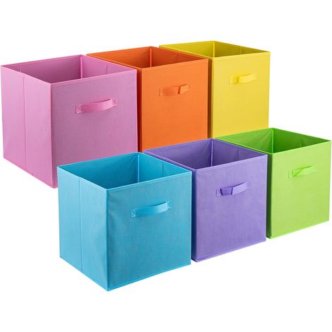 Youyijia 6Pcs Cube Storage Boxs Collapsible Fabric Cubes Organiser Folding Box for Laundry Toys Clothes Books Multi-purpose Storage Solutions Home Storage Bins (Multicolor, 27x27x28cm) (1/5)