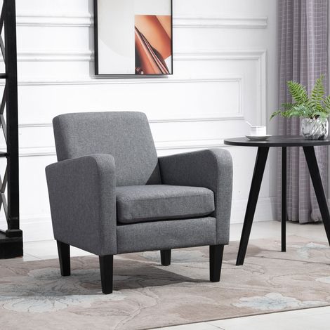 Sillón relax tapizado en tela efecto lino gris claro 66 x 72 x 74 cm OKWISH (1/5)