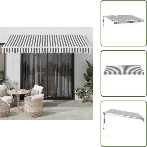 The Living Store Auvent rétractable anthracite et blanc 3,5x2,5m tissu/aluminium - Auvent de jardin (1/5)