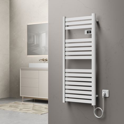 Radiador toallero eléctrico mural Ringebu 500W 16 lamas aluminio 120x50cm - Blanco [pro.tec]