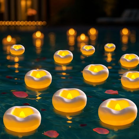 12 Stück 5,8 cm große, flammenlose LED-Schwimmkerzen – wasseraktiviert – geeignet für zylindrische Vasen, Pools, Springbrunnen sowie als Hochzeits- und Partydekoration (1/5)