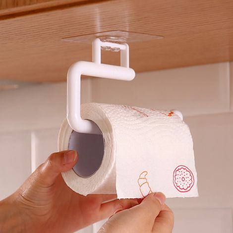 Support Mural Pour Rouleau De Papier Essuie-Tout - Support Multifonctionnel Pour Film Et Chiffons - Blanc Ou Gris - 2 Modèles Disponibles (1/5)