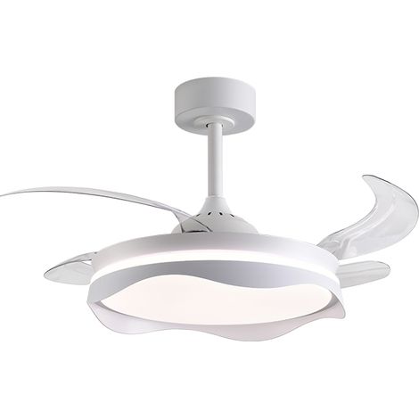 Ventilatore dc onde bianco, 4 pale retrattili, 72w led 300040006000k, h.35xd.108/50cm
