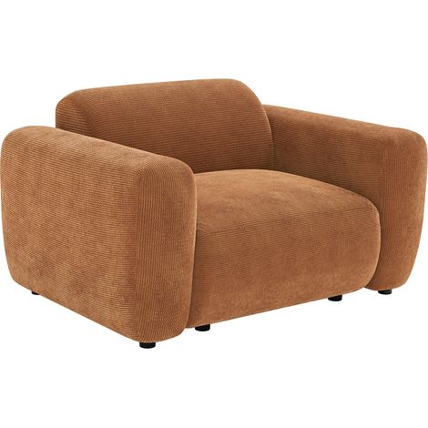 Fauteuil en velours côtelé fines côtes terracotta POGNI de Maison Céphy (1/4)
