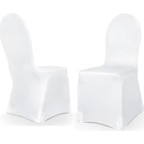 Weißer elastischer Stuhlhussen für Hochzeit und Kommunion (1/3)