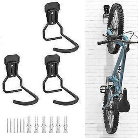 Crochets pour vélo, support mural robuste en forme de L, fixation verticale pratique pour garage, noir