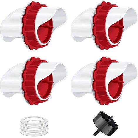 Mangeoire Poules, Mangeoire Poule Automatique, 4 Ports DIY Mangeoire à volaille Gravité Kit pour Seaux Tonneaux Bacs (1/5)